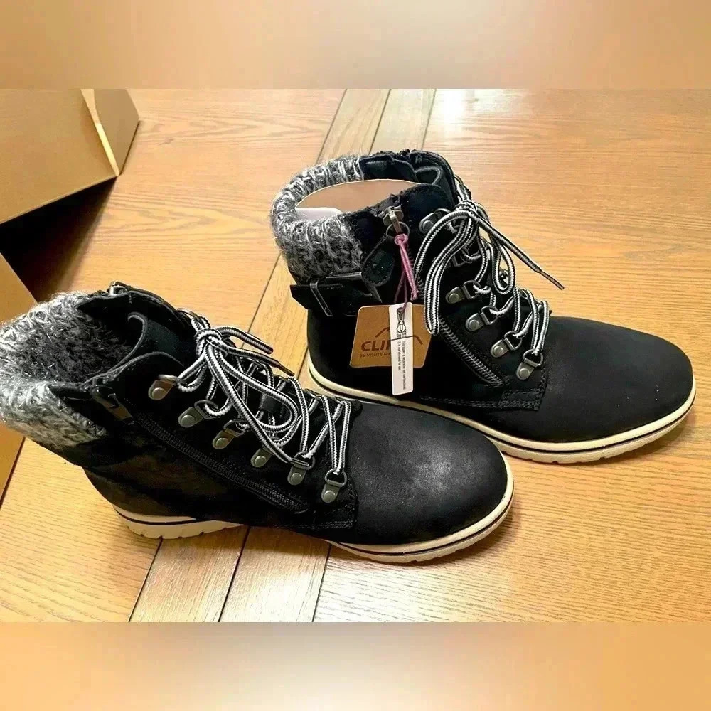 Cliffs By White Mountain Kaylee Hiking Boot NEW Black Suede Size 9.5  Double Zip